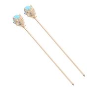 VILLFUL Vintage Metal Tassel Hair Sticks Blue Retro Asian Hair Forks for Women Stylish Hairpin Bun Accessories with Elegant Design