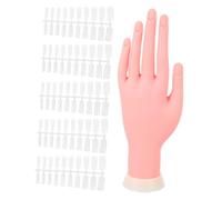 VILLFUL Vivid Silicone False Hand Model for Manicure Training Bendable Left Hand with Nail Tips Reusable Nail Art Practice Tool for Professional