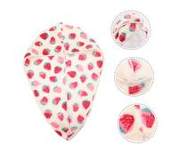 VILLFUL Water Absorbent Fleece Shower Hat for Adults Comfortable Strawberry Bath Cap for Long Hair Quick Drying Hair Turban for Home Use Pink