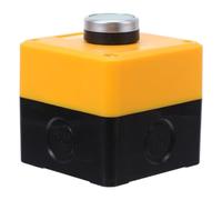 VILLFUL Waterproof Industrial Push Button Switch Box 1-hole Momentary Self-reset Green Button with Yellow Enclosure for Machine Tool Control Panel Safety
