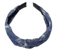 VILLFUL Wide Brim Denim Knot Hairband for Women Elastic Printed Fabric Headband with Leopard Pattern Non-slip Stretchy Hair Hoop Suitable for Curly and Straight Hair Accessory for Daily