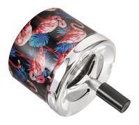 VILLFUL Windproof Automatic Extinguishing Home Ashtray with Flamingo Pattern, Metal Rotating Lid Ash Tray for Smokers in Office