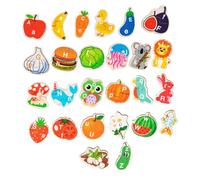 VILLFUL Wooden Alphabet Puzzle for Educational Animal Fruit Matching Game Preschool Learning Smooth Wooden Blocks for Early Childhood Cognitive Development and Family Interaction