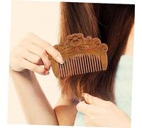 VILLFUL Wooden Mini Hair Comb with Embossed Design Static Portable Scalp Massager for Women Natural Solid Wood Material Knot Hair Care Tool Peony Pattern