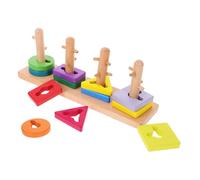 VILLFUL Wooden Shape Matching Set for Geometrical Building Blocks Educational Montessori Puzzle for Hand-eye Coordination Logical Thinking and Fine Motor Skill Development