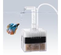 VILLNO Air-powered Aquarium Sponge Filter, Quiet Submersible Fish Tank Filter with Multi Media, Internal Sponge Filter for up to 30L Small Fish Tans, Betta, Shrimp, Breeding