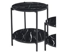 vilna high gloss black marble effect side table with black frame