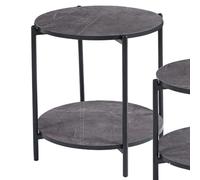 vilna high gloss grey marble effect side table with black frame