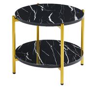 vilna large high gloss black marble effect coffee table with gold frame