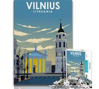 Vilnius Lithuania Travel Puzzles for Adults Teens 1000pc Puzzle,Decompressing Intellectual Educational Toy Birthday Present,Gifts,Wall Art 38x26cm