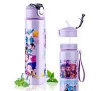 Vilntrosia 700ML/25OZ Water Bottle with Straw,K-popS Double-Sided Cartoon Pattern Girls Boys Water Bottle,Leakproof Kids Water Bottles With Handle,Drinks Bottle for School,Camping,Travel,Party