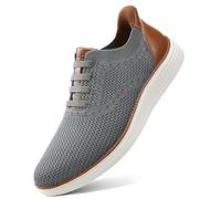 VILOCY Men's Hands Free Slip on Casual Dress Sneakers Laceless Walking Shoes Fashion Sneakers Breeze Tennis Business Oxfords, Grey, 18