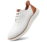 VILOCY Men's Hands Free Slip on Casual Dress Sneakers Laceless Walking Shoes Fashion Sneakers Breeze Tennis Business Oxfords, White, 13