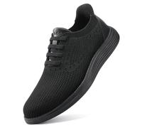 VILOCY Men's Hands Free Slip on Casual Dress Tennis Walking Shoes Laceless Fashion Sneakers Breeze Business Oxfords, All Black, 12.5