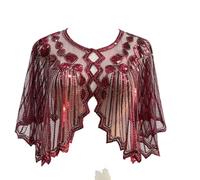 Viloree 1920s Shawls Sequin Beaded Evening Cape for Women Retro Wraps Scarf for Wedding Party Bride Dress Red (58)