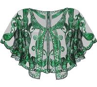 Viloree 1920s Shawls Sequin Beaded Evening Cape for Women Retro Wraps Scarf for Wedding Party Bride Dress Green (57)