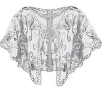 Viloree 1920s Shawls Sequin Beaded Evening Cape for Women Retro Wraps Scarf for Wedding Party Bride Dress Grey (57)