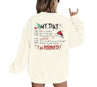 VILOVE Merry Christmas Sweatshirt Women Christmas My Day I'M Booked Hoodies Xmas Long Sleeve Sweater Blouse Top, Apricot-new, Large