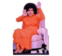 Vils [Big Size] Puttaparthi Sri Satya Sai Baba Divine Holy Blessing Photo Frame Cutout with Backstand for Pooja/Gift (5.5 inch X 8 inch)- Multicolor