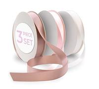 VILSTO Satin Ribbon, Pink White Cameo Wrapping Ribbon, 3 Pieces Set - 100% Polyester, Satin, Perfect for Baby Shower, Christmas, Birthday Occasions