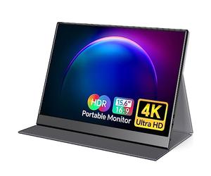 VILVA 15.6'' 4K UHD IPS Monitor, 100% Adobe RGB, USB C HDMI Portable Travel Display, Speakers & Smart Cover, for Laptop Xbox PS4 Switch Phone Mac