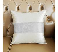 Vilygret Pack of 2 Sequin Pillow Covers, Elegant Rhinestones Throw Cushion Cover Square Pillowcase for Wedding, Party, Christmas, Thanksgiving, Sofa, Bed, 18x18 Inches, Greamy White