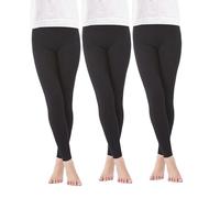 VilyR Girls' 3 Pack Full Length Solid Leggings(3 Black,10-11 Years)