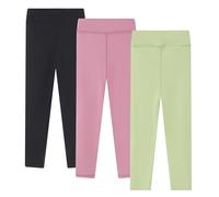 VilyR Girls' Leggings Kids Dance Running Yoga Pants Stretchy High Waist Sports Tight Pants 3 Pack,Black/Red/Light Green,5-6Y