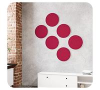 vilz Pack of 6 Acoustic Panels, Soundproofing Felt for Ceiling, Dartboard, Sound Insulation, Wall, Acoustic Picture, Made of Recycled PET Sound Absorption Plates, Diameter 275 x 12 mm, Ruby Red