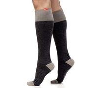 VIM & VIGR Cotton 20-30 mmHg Medical Grade Compression Socks (Dark & Light Grey Heathered, Medium/Large Wide Calf (5))