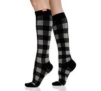 VIM & VIGR Cotton 20-30 mmHg Medical Grade Compression Socks (Heathered Grey Montana Plaid, Medium/Large (2))