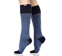 VIM & VIGR Cotton 20-30 mmHg Medical Grade Compression Socks (Navy Heathered, Large/X-Large Wide Calf (6))