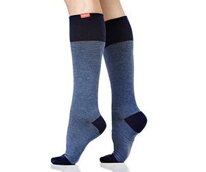 VIM & VIGR Cotton Graduated Compression Socks, Navy Heathered Collection, Small/Medium (1 Pair)