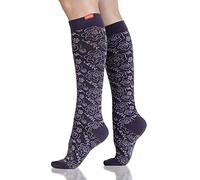 VIM & VIGR Merino Wool 20-30 mmHg Medical Grade Compression Socks (Vintage Purple Juliet Floral, Medium/Large Wide Calf (5)), Vintage Purple Juliet Floral, 5