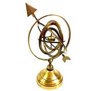 Vimal Nautical 12" Inch Golden Polish Finish Full Brass Armillary Sphere with Arrow Nautical Maritime Astrolabe Globe Decor