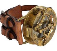 Vimal Nautical 2.5 inch Brass Sundial Compass Wrist Watch for Men | Leather Bracelet | Nautical Collection