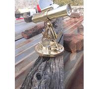 Vimal Nautical Antique Alidade Brass Telescope with Premium Full Brass Theodolite Compass Alidade Telescope Maritime Desk Collectible 8 Inch Color Golden
