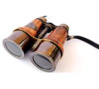 Vimal Nautical Brown Antique & Red Brass Size - 5x4.5 Binoculars Antique Lather Finish Vintage Gift Telescope Leather Binoculars
