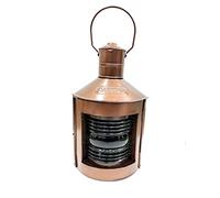 Vimal Nautical Brown & Green Brass Boat or Ship Oil Lamp Lantern for Starboard Glass Height: 12 inches Width: 6 inches Depth: 4.75 inches Approx.