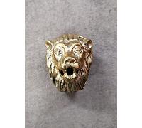Vimal Nautical Golden Polish Brass Wooden Lion Waking Stick Handle Materials 100 % Pure Metal Brass