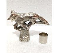 Vimal Nautical Silver Vintage Solid Brass Antique Wolf Head Walking Stick Only Aluminum Handle