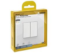 VIMAR 0K03906.05 Arké Classic Friends of Hue Smart Switch Kit, Wireless Light Switch without Battery, Dimmer Switch Kit contains Double Cover Plate, Mounting Frame, Switch And 2 Buttons,White