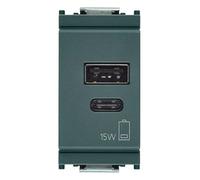 Vimar 16292.AC.15 Idea USB Power Supply 15 W 3 A 5 V for Electronic Devices, USB A and USB C Outputs