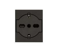 Vimar 30211.G Linea Universal Flush Wall Socket, Italian Standard P40, SICURY, Black, 2 Modules