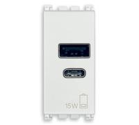 Vimar Arké 19292.AC.15.B USB Power Supply 15 W 3 A 5 V for Electronic Devices USB A and USB C Outlets