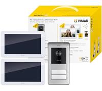 Vimar K42956 Smart Video Door Phone Kit with 2 Touch Screen Wi-Fi Video Door Phone Intercom Audio/Video Board with RFID Reader Feeders, Bus Distributor, Surface Mount Brackets