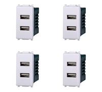 Vimar Plana Dual USB Type-A Charging Socket Compatible with Vimar Plana 5VDC 2.1A Color White 2402 Kit 4 Pieces