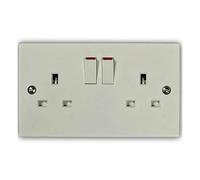 Vimark V1209SDP Switch Socket Outlet 13 Amp DP - 2 Gang/Twin/Double (White)
