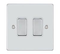 Vimark Vpd1204Chw Pro Décor 2 Gang 2 Way 10A Switch Polished Chrome White Insert