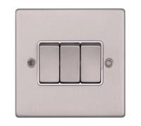 Vimark Vpd1205Ssw Pro Décor 3 Gang 2 Way 10A Switch Stainless Steel White Insert